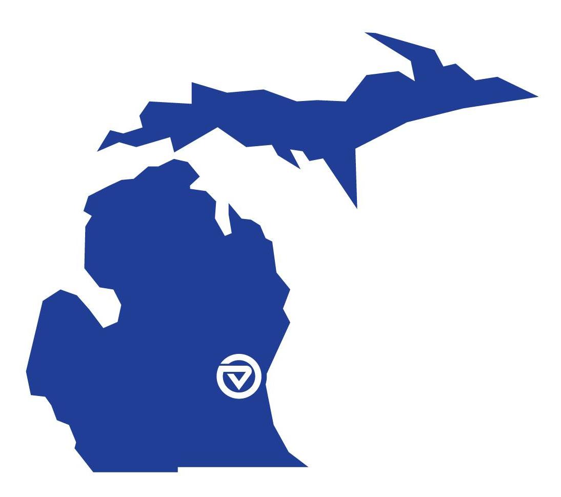 Map of Michigan with GVSU marked.